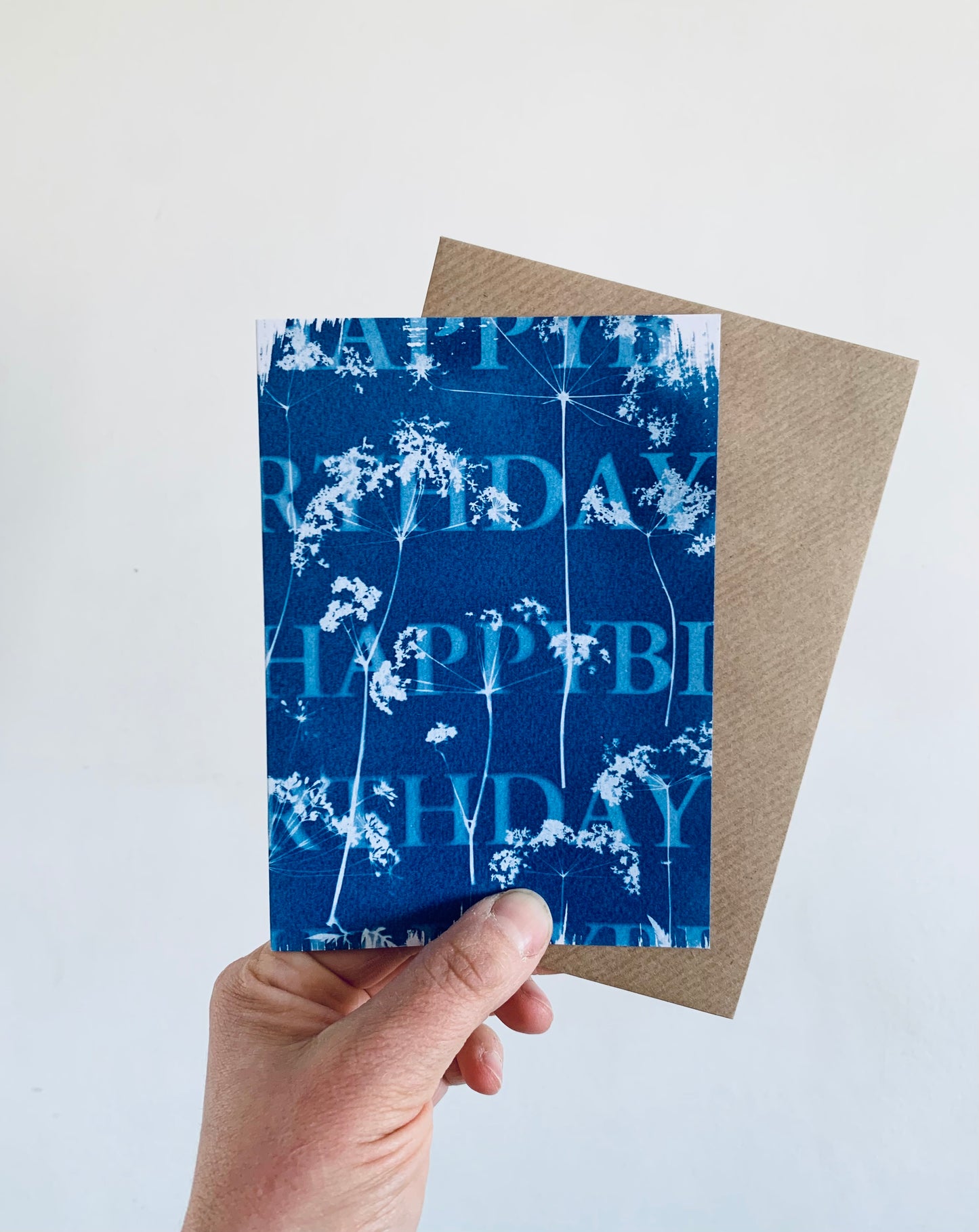 Happy Birthday Cyanotype Blank Greetings card from Danielle East ART