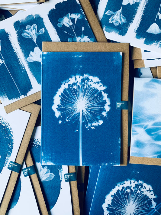 Allium stem cyanotype card from Danielle East ART