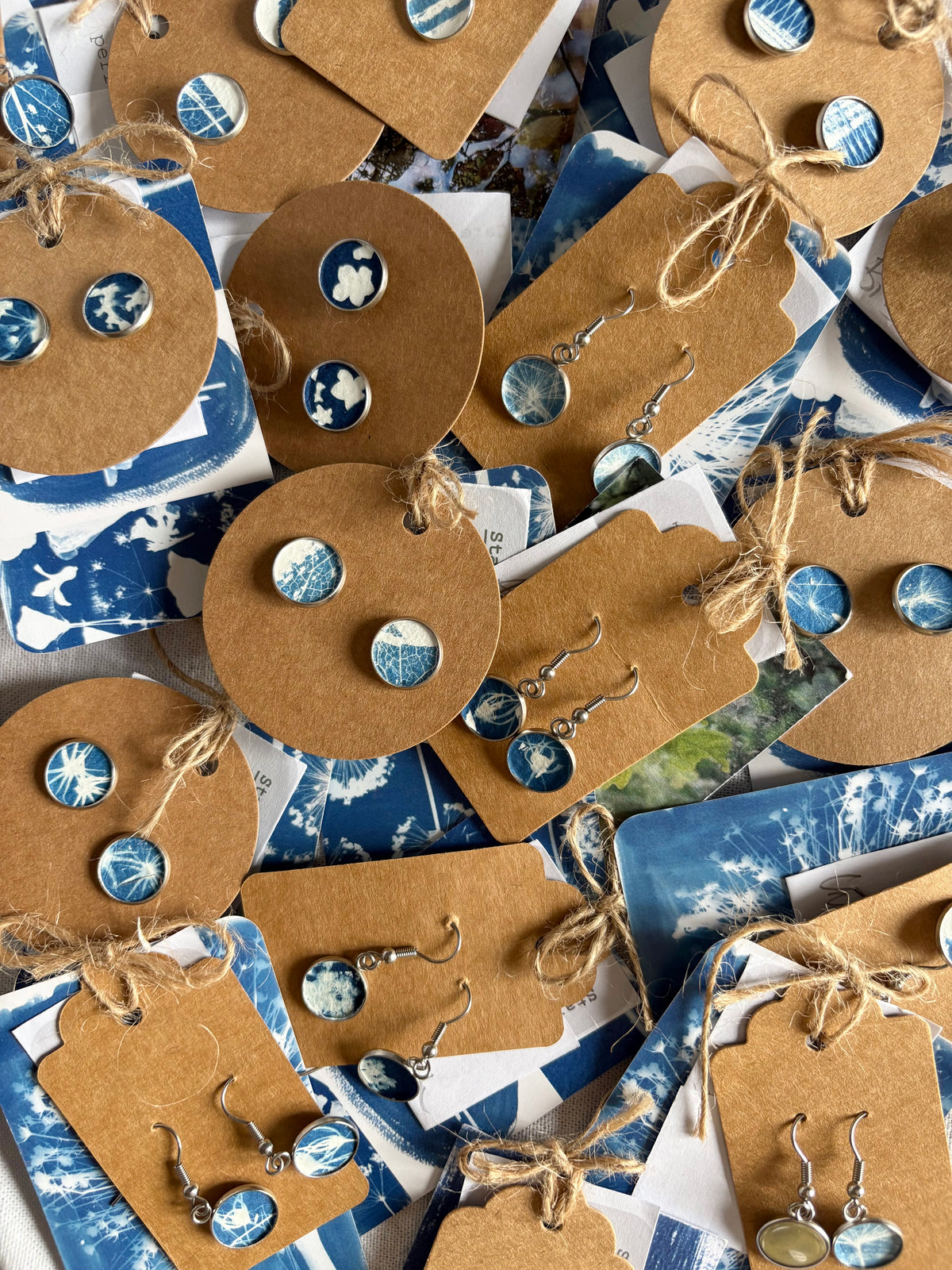 Forget Me Not Bits Oct26 - Cyanotype - SALE - Stud 12mm