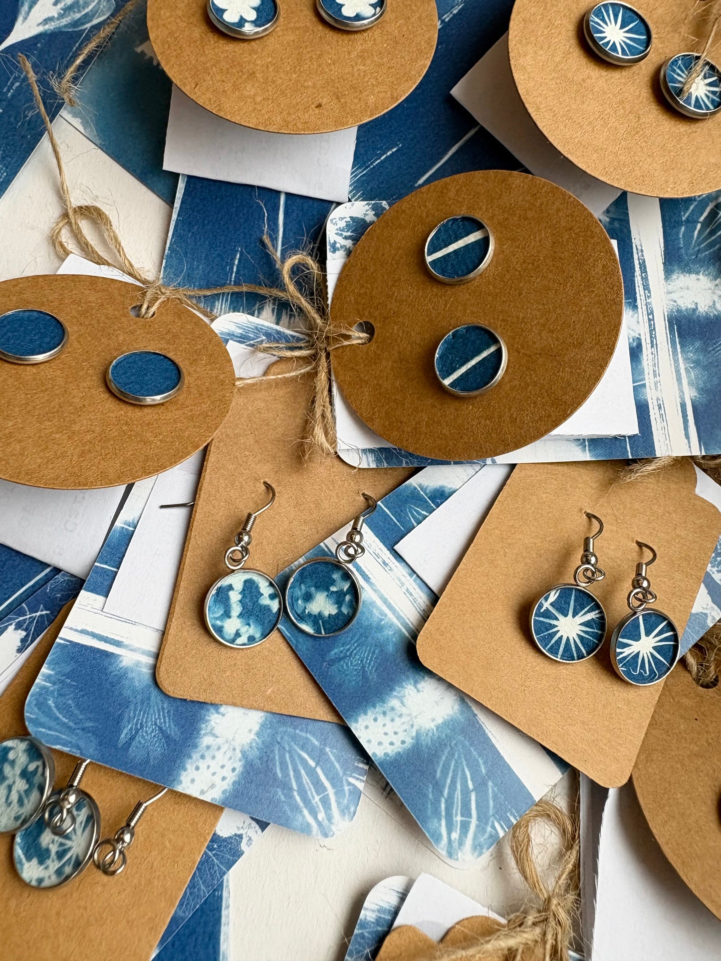Star- Cyanotype - Stud 12mm Earring