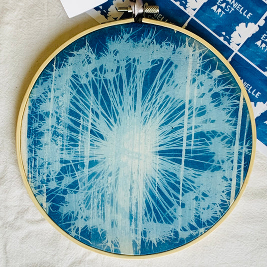 Allium - Embroidery Hoop Cyanotypes 7"