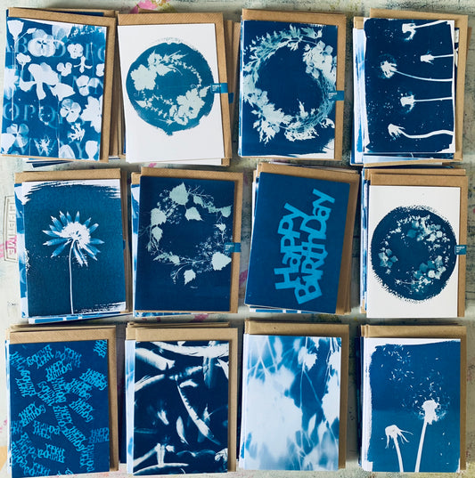 Pack of 12 Lucky Dip Cyanotype Cards