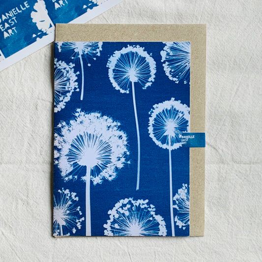 Allium Wallpaper - Cyanotype - Blank Card