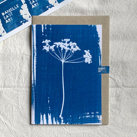 Cow Parsley Stem - Cyanotype - Blank Card