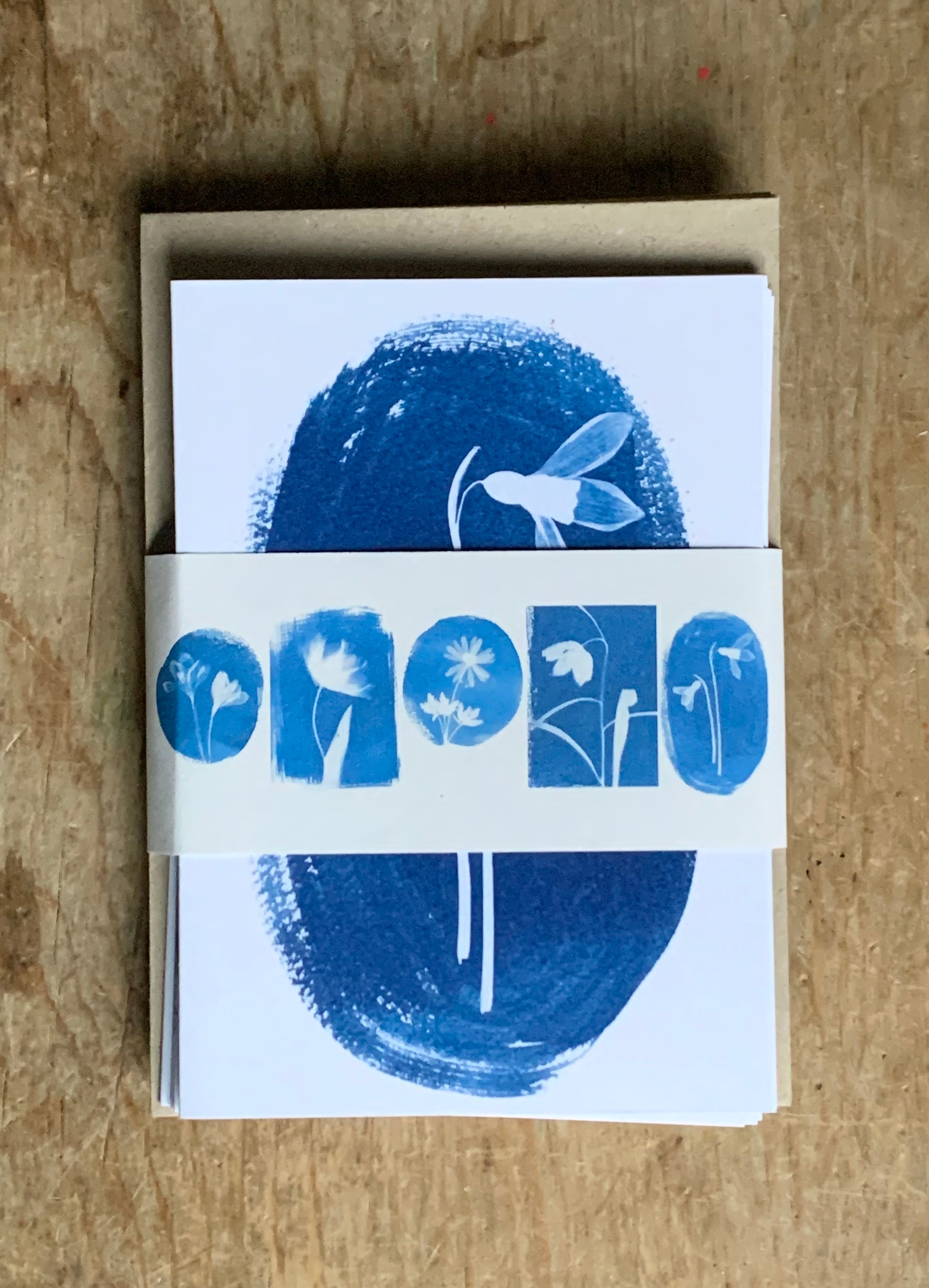 spring card pack stand alone image of Cyanotype Blank Greetings card from Danielle East ART