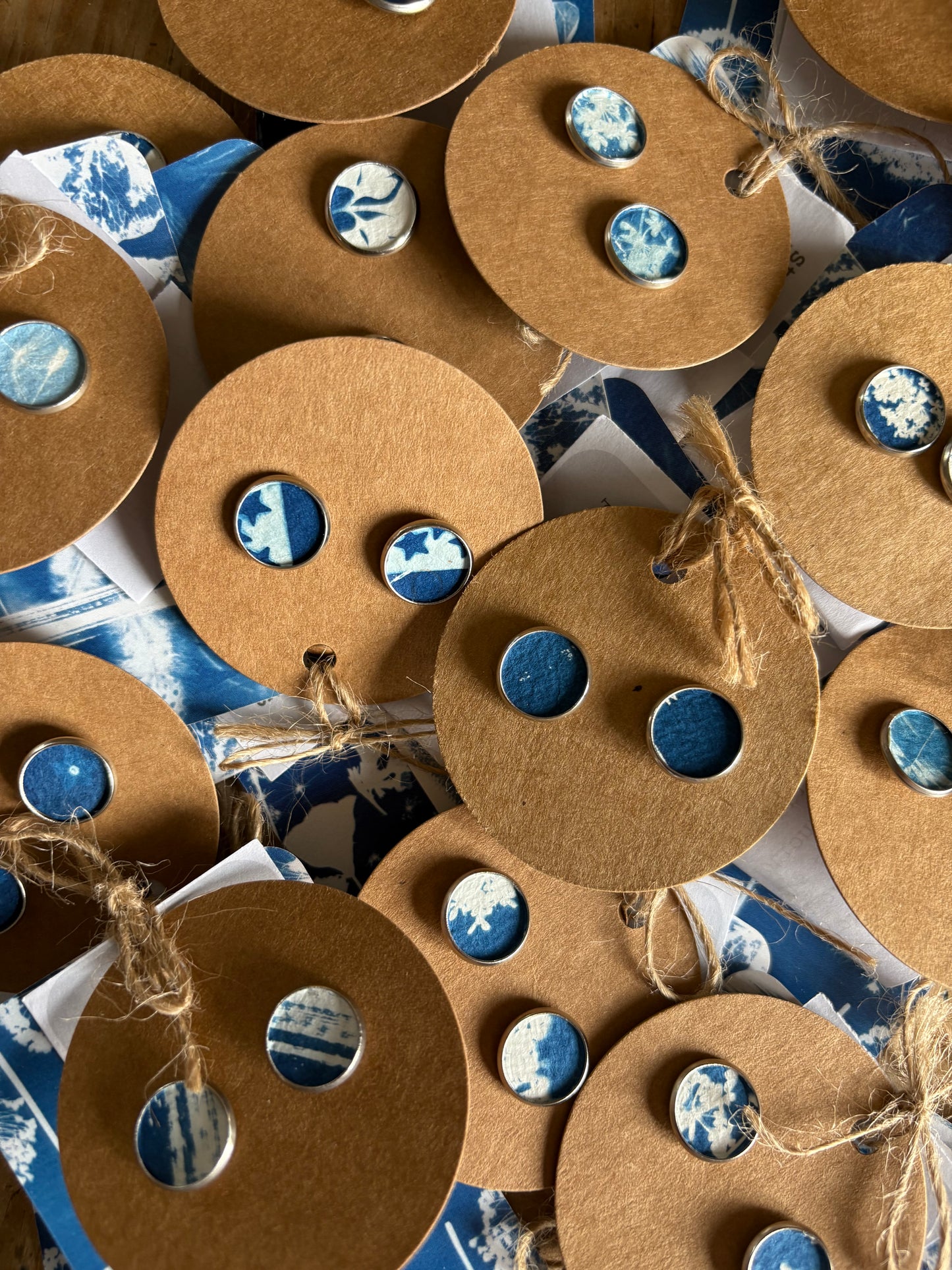 Flower - Cyanotype - SALE - Stud 12 mm