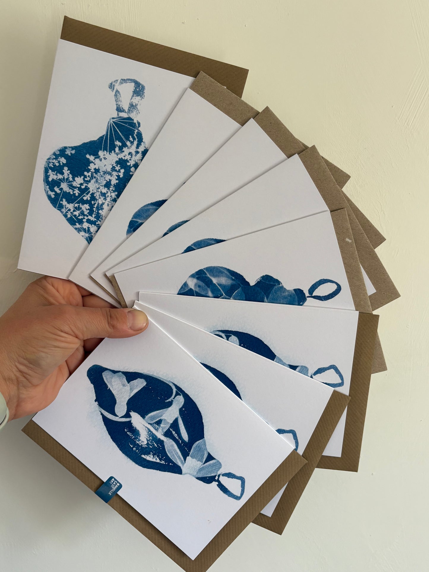 Pack of 8 Lucky Dip Christmas Bauble Cyanotype Cards & 3 Decorations