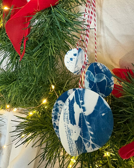 Cyanotype Bauble - Set of 3  (PACK 2)