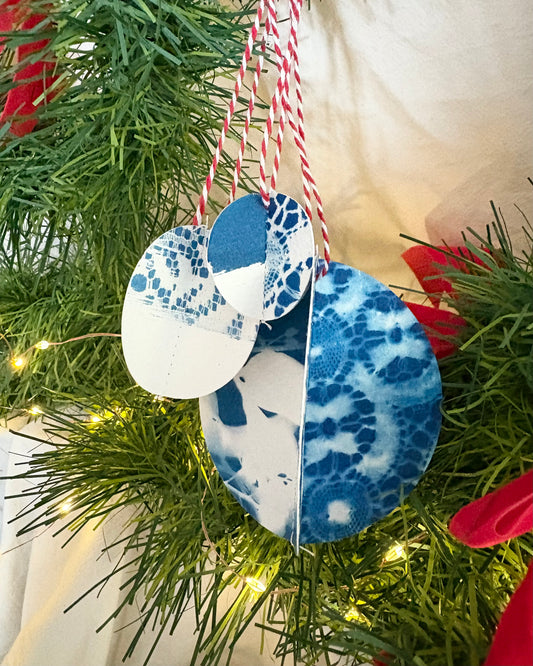 Cyanotype Bauble - Set of 3  (PACK 4)