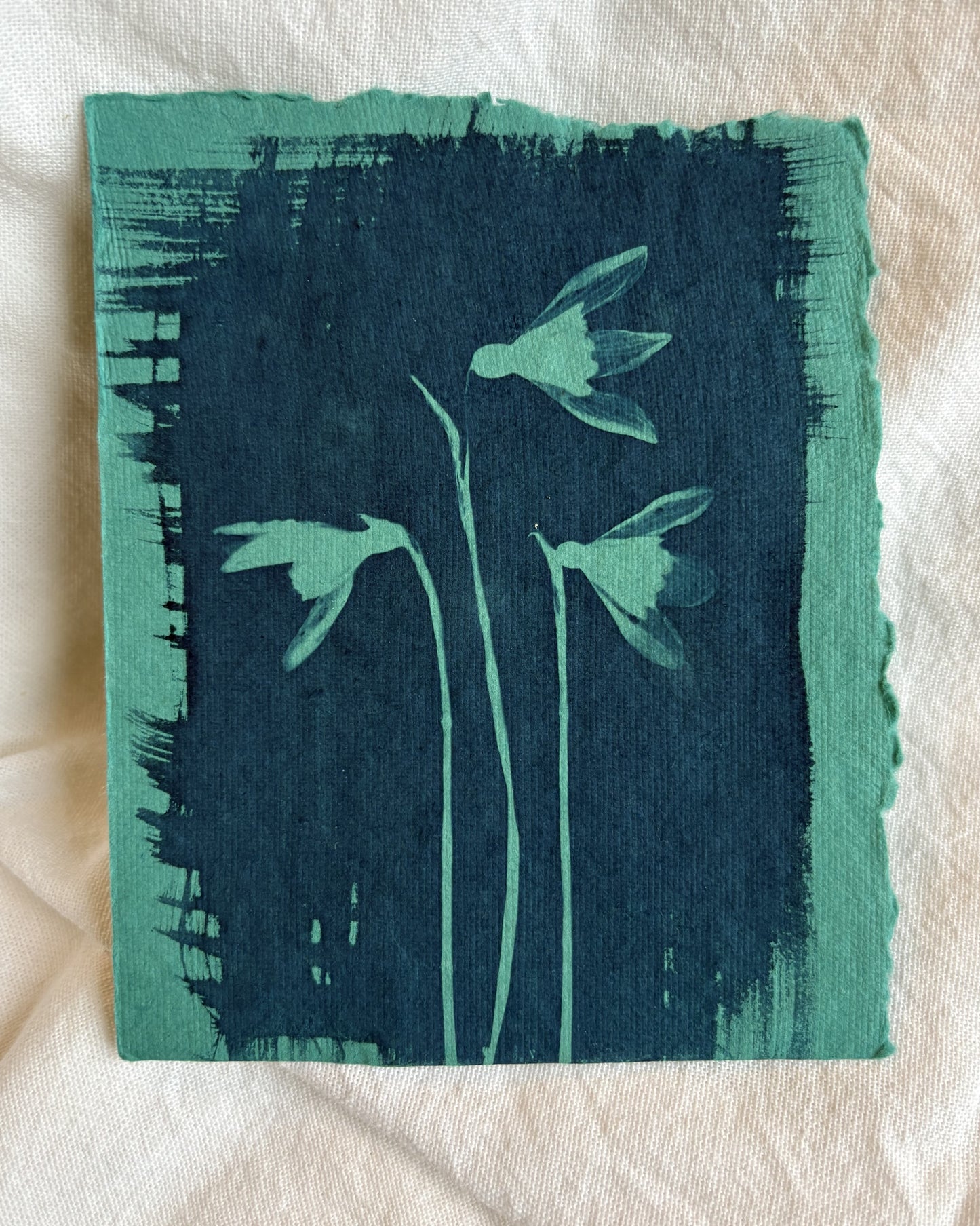 Blue Snow Drops 11x13.5cm (approx) - Original Print