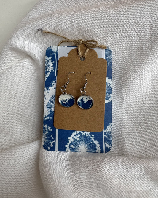 Cow Parsley '26 i - Cyanotype - Drop Earring