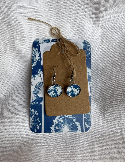 Cow Parsley '26 ii - Cyanotype - Drop Earring