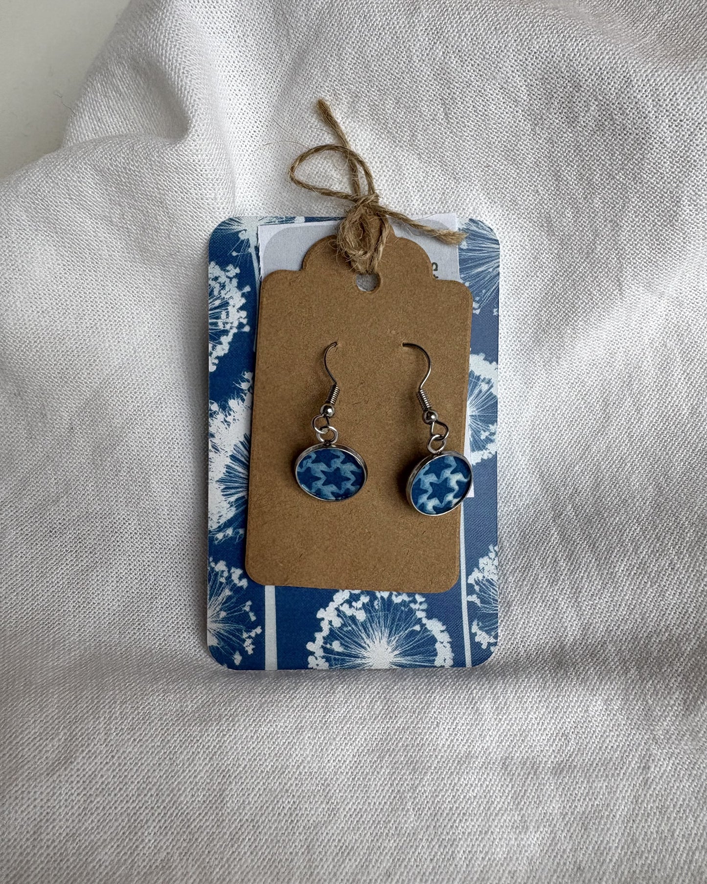 Stars i  - Cyanotype - Drop Earring