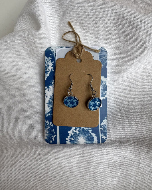 Stars i  - Cyanotype - Drop Earring