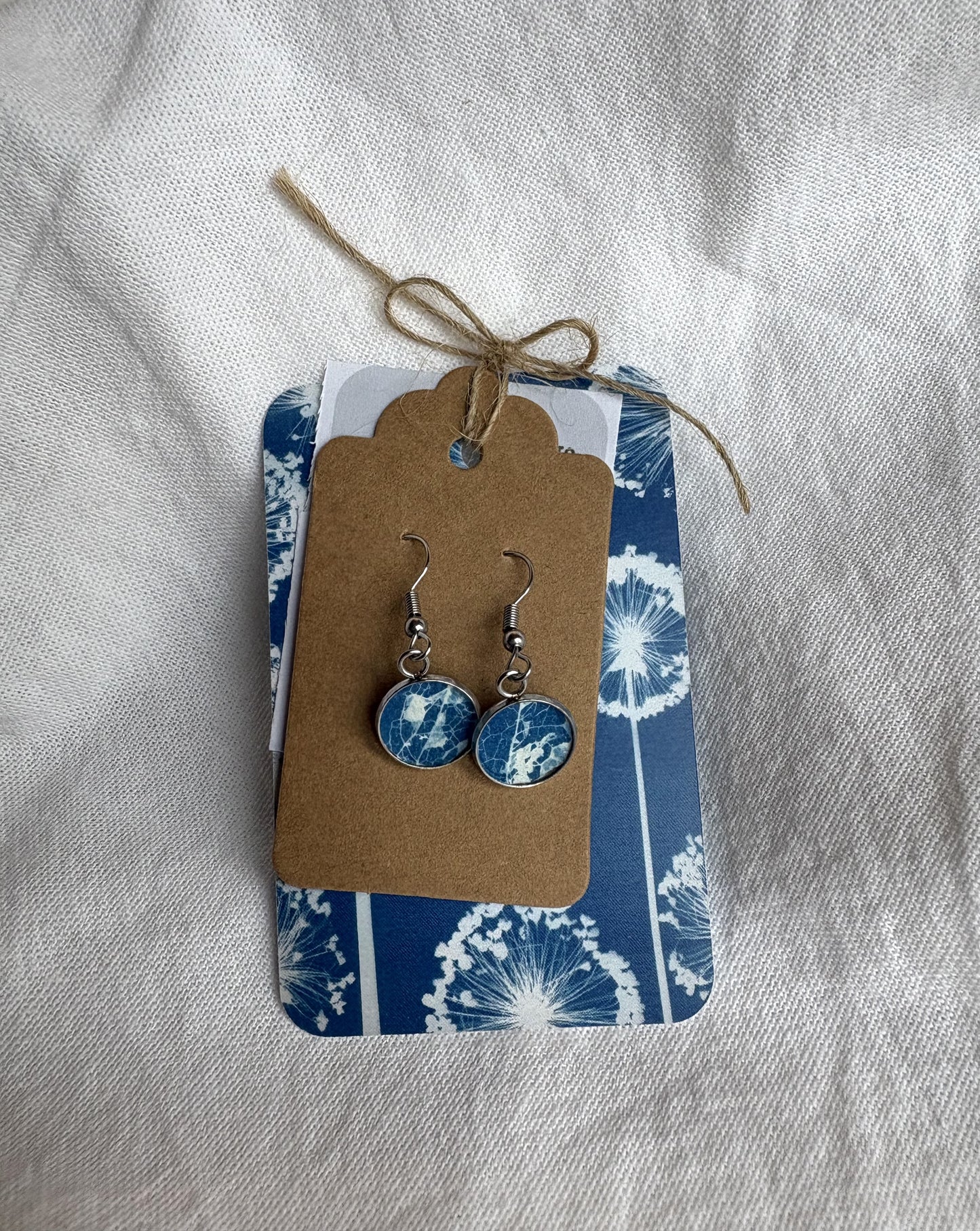 Leaf Skeleton i - Cyanotype - Drop Earring