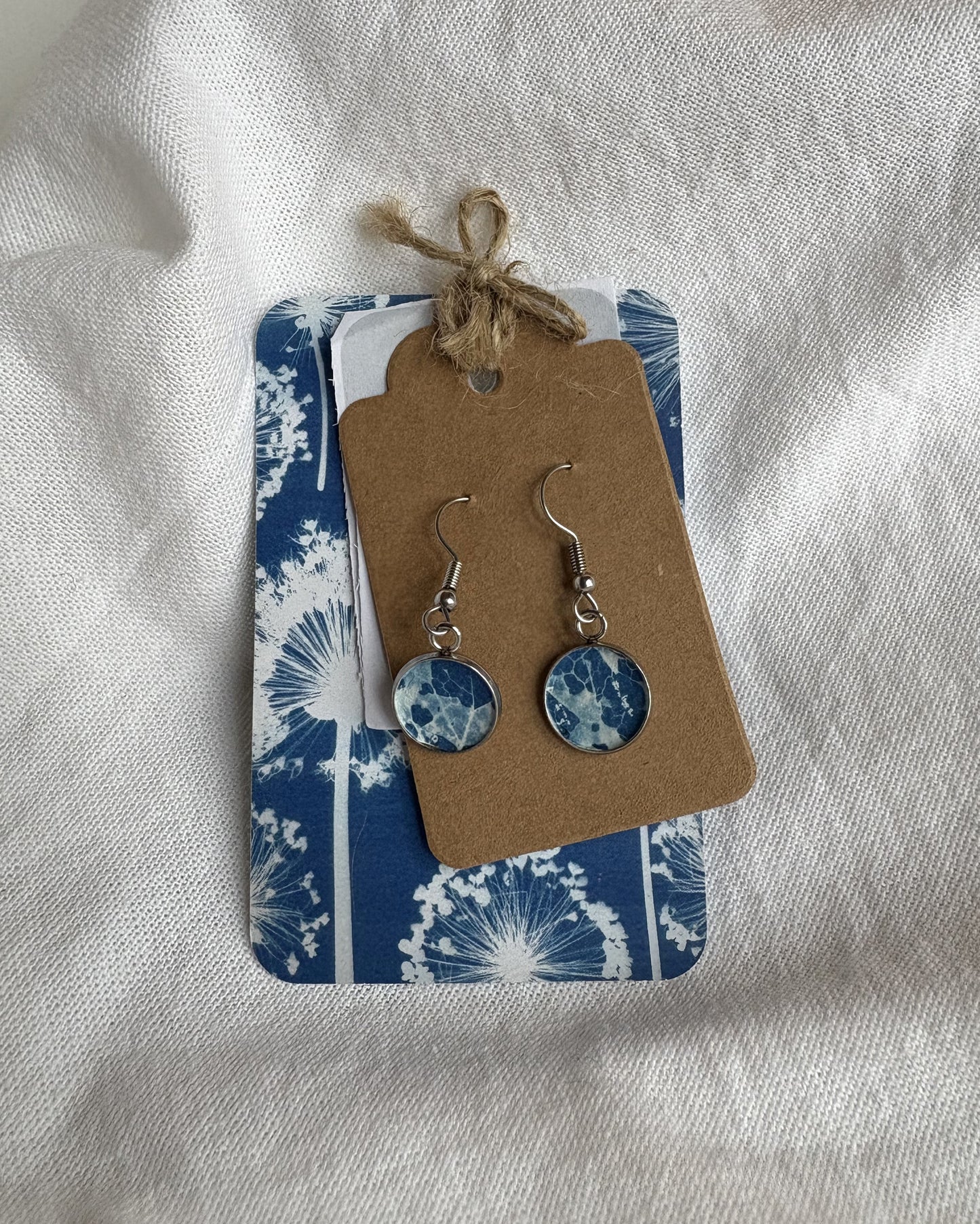 Leaf Skeleton ii - Cyanotype - Drop Earring