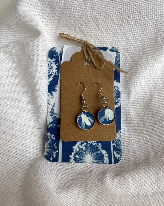 Flies - Cyanotype - Drop Earring