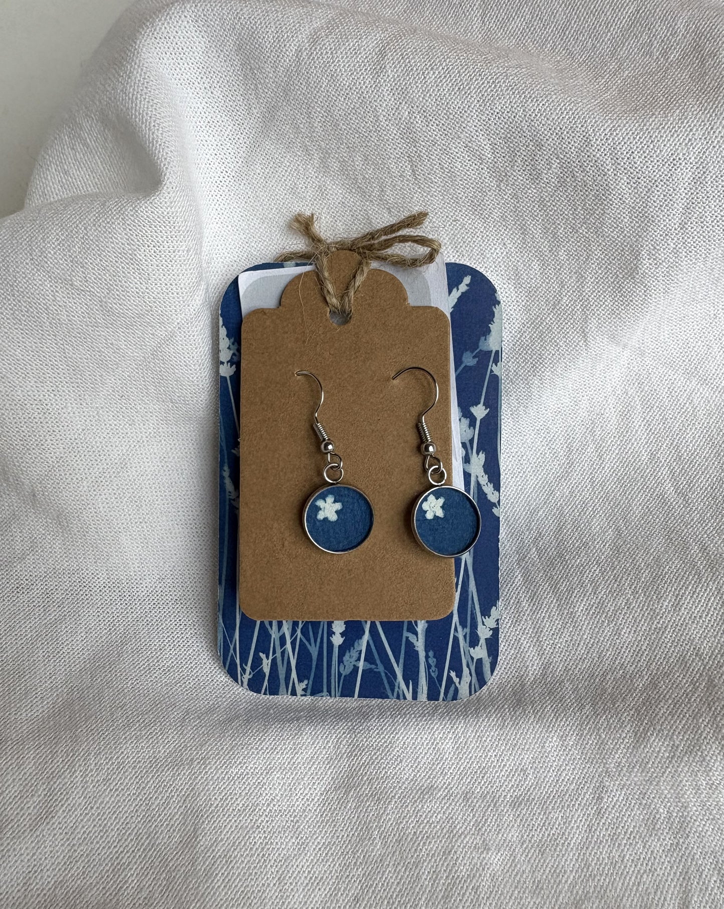 Forget Me Not - Cyanotype - Drop Earring