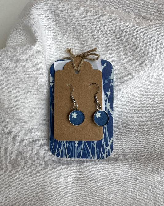 Forget Me Not - Cyanotype - Drop Earring