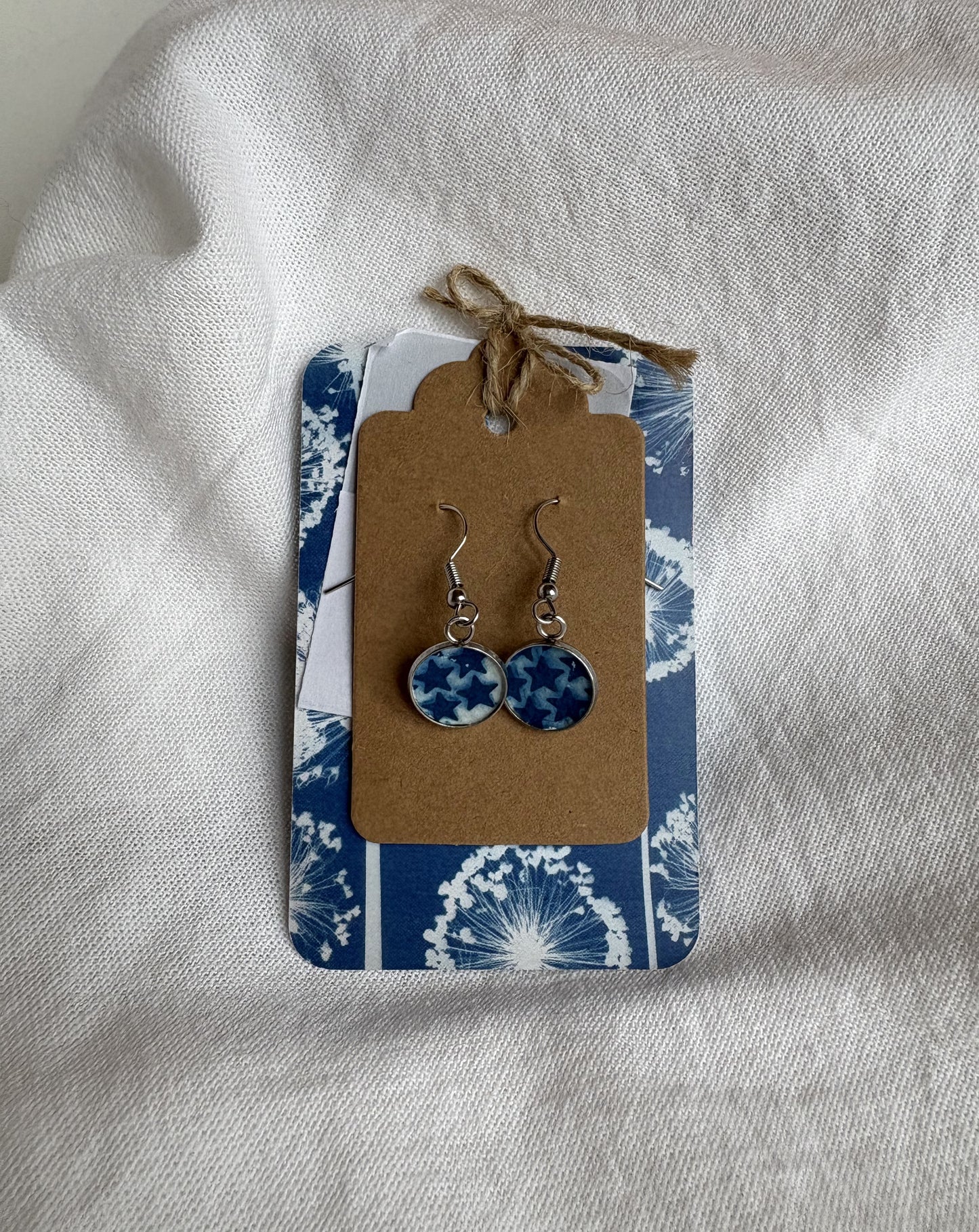 Stars ii  - Cyanotype - Drop Earring
