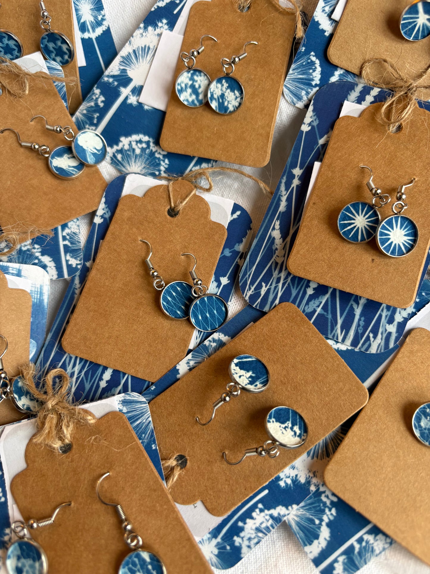 Cow Parsley Stems - Cyanotype - Drop Earring