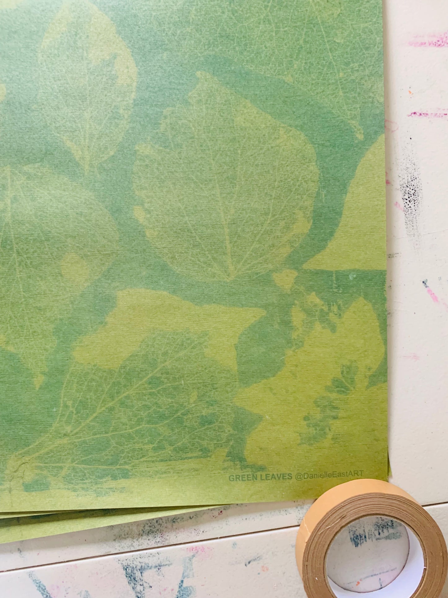 Green Leaves - Cyanotype - Gift Wrap