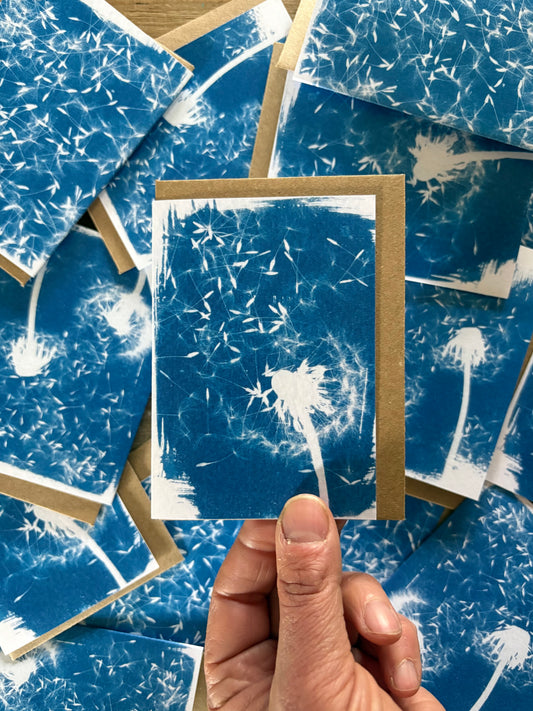 Half Clock - Cyanotype - A7 Blank Card