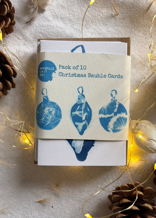 Christmas Bauble - Cyanotype - A7 Pack of 10
