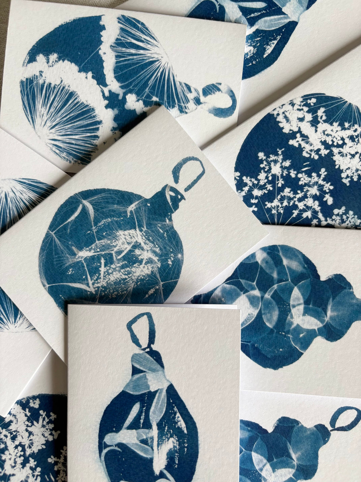 Christmas Bauble - Cyanotype - A6 Pack of 10
