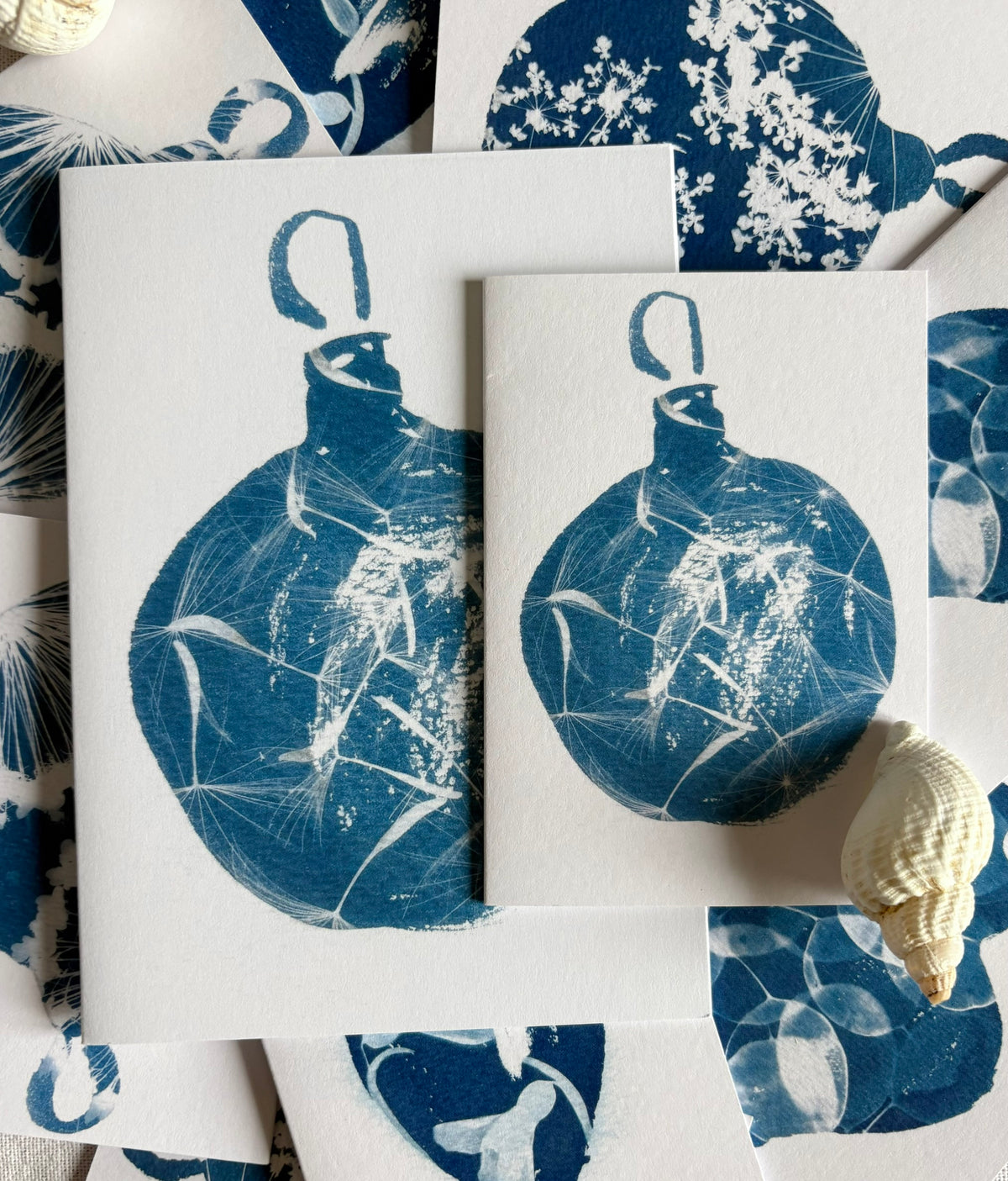 Christmas Bauble - Cyanotype - A6 Pack of 10