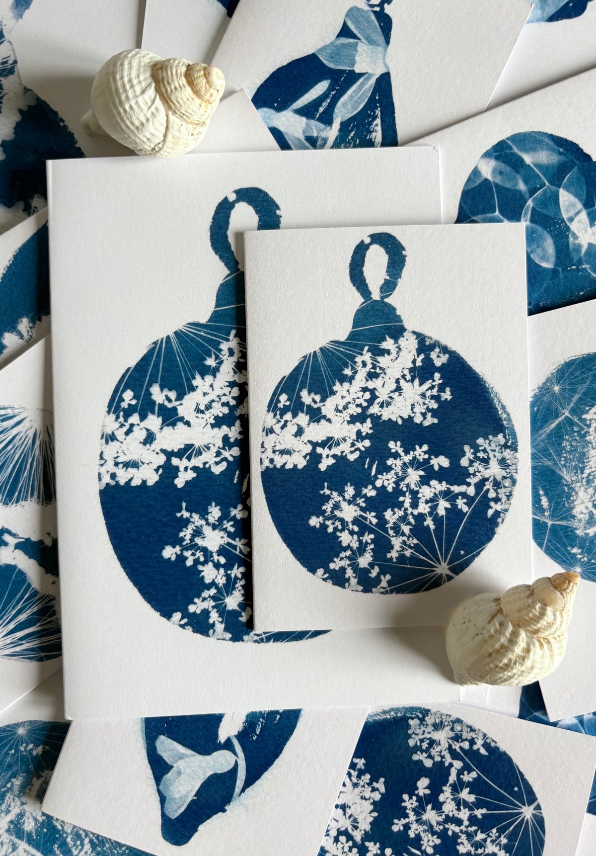 Christmas Bauble - Cyanotype - A6 Pack of 10