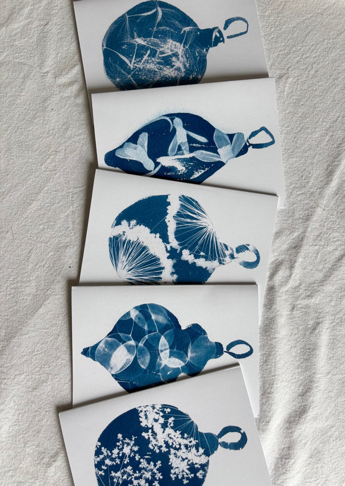 Christmas Bauble - Cyanotype - A6 Pack of 10
