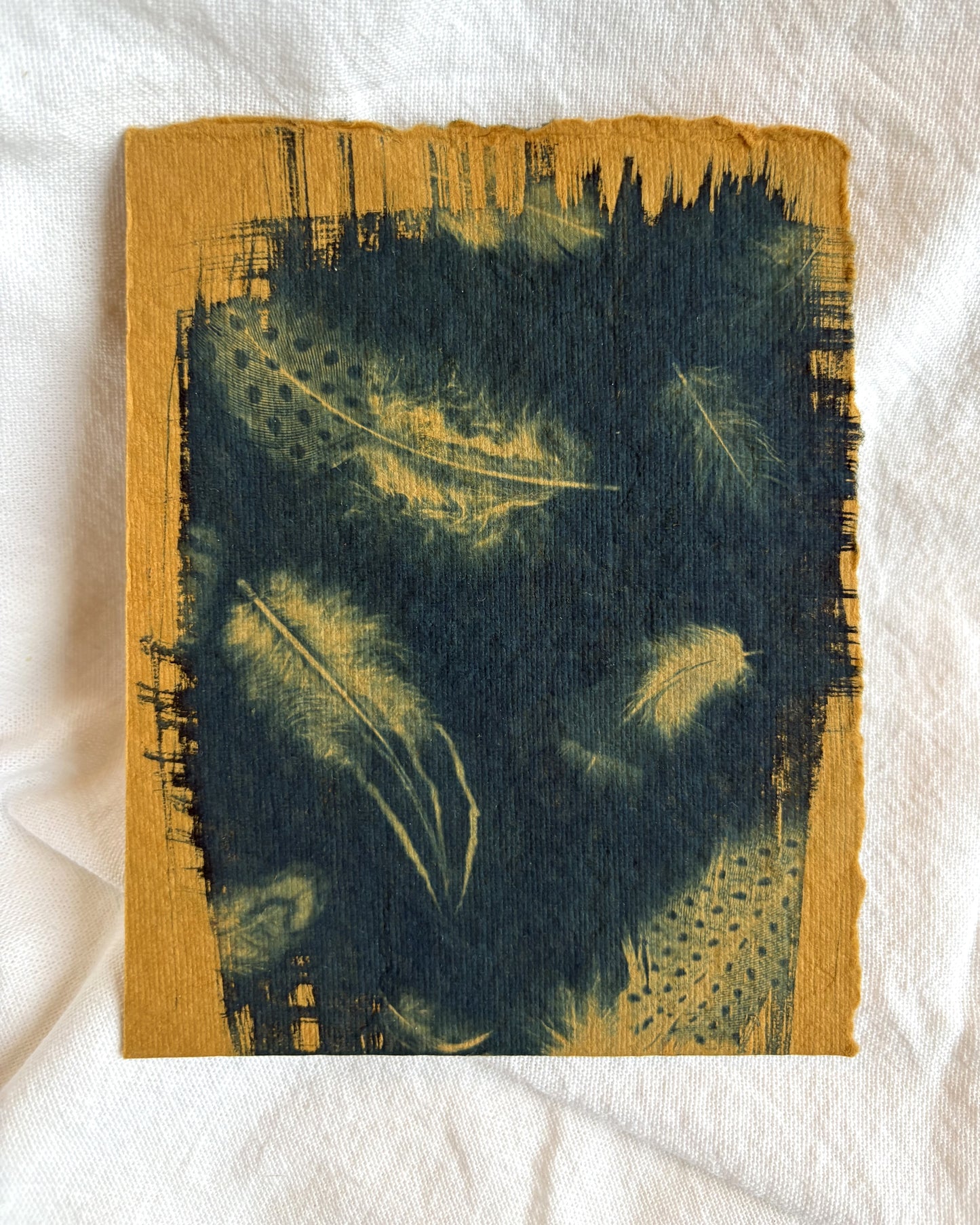 Tan Feathers 11x13.5cm (approx) - Original Print