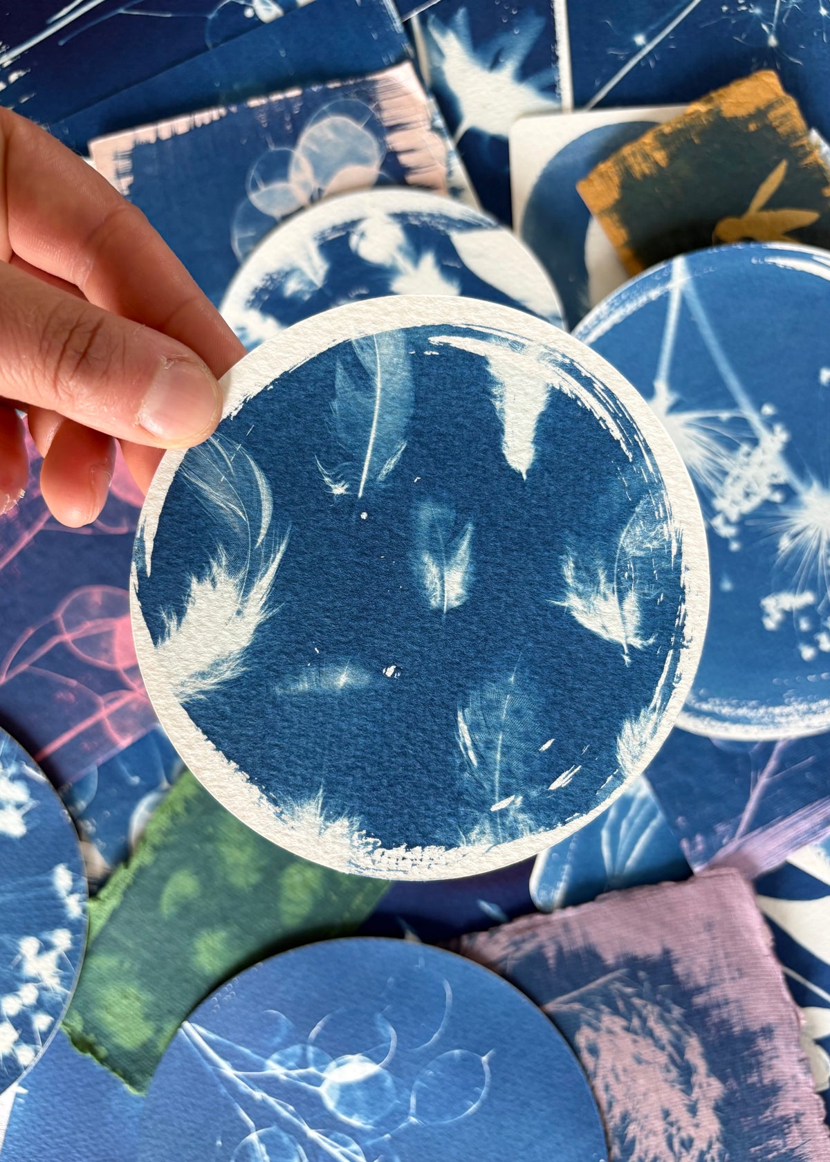 Feathers i round Diameter 11cm - Original Print  - SALE