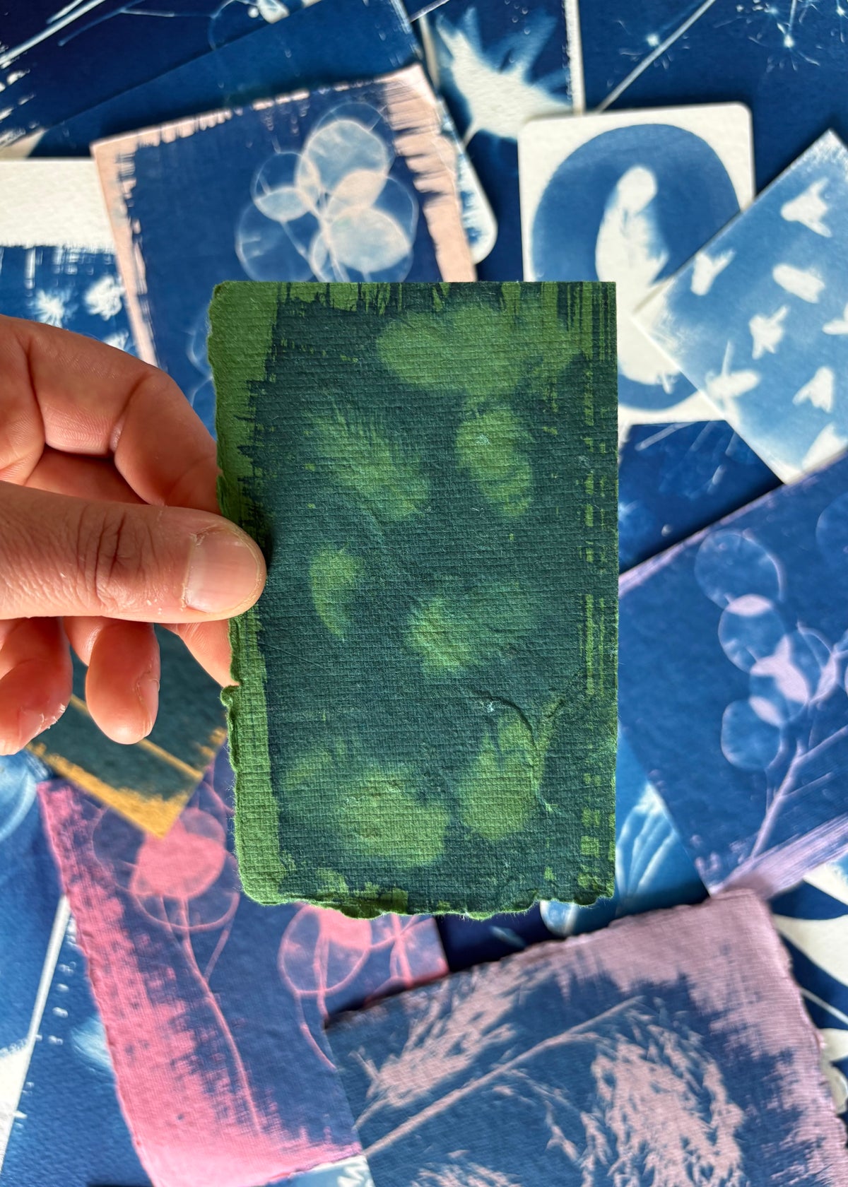 Green Feathers 7x11cm - Original Print  - SALE