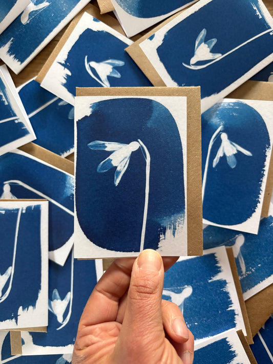 Snow Drop - Cyanotype - A7 Blank Card