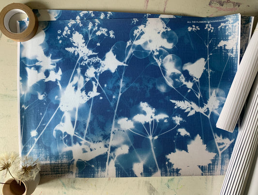 All the Flowers - Cyanotype - Gift Wrap