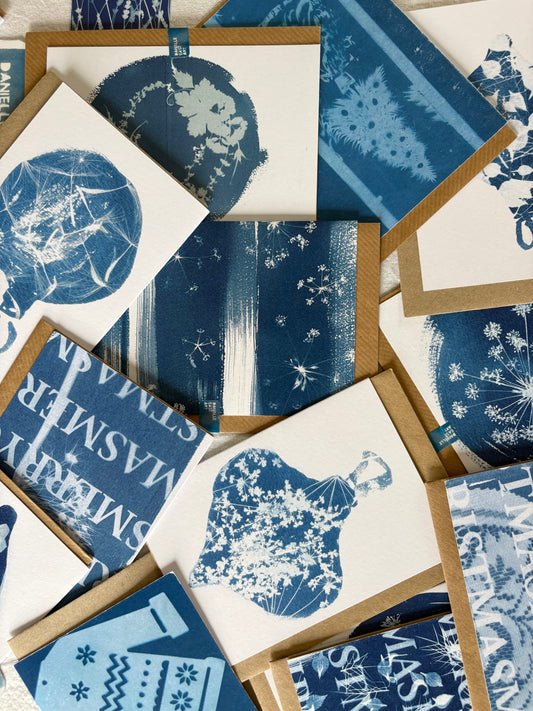 Pack of 4 Lucky Dip Christmas Cyanotype Cards