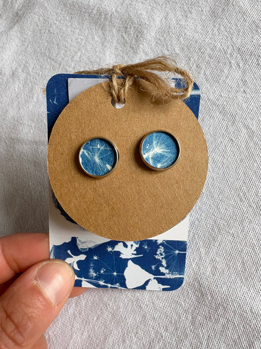 Dandelion Tufts Oct26 - Cyanotype - SALE - Stud 12mm