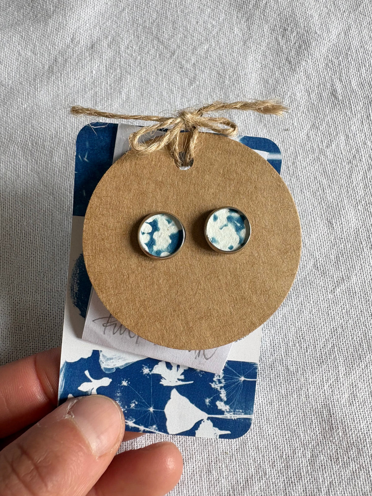 Elder Flowers Full Oct26 - Cyanotype - SALE - Stud 10mm
