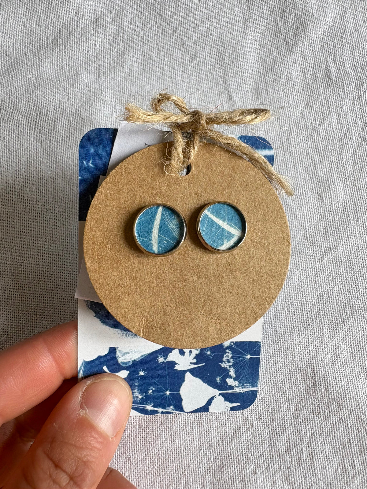 Dandelion Bits Oct26 - Cyanotype - SALE - Stud 12mm