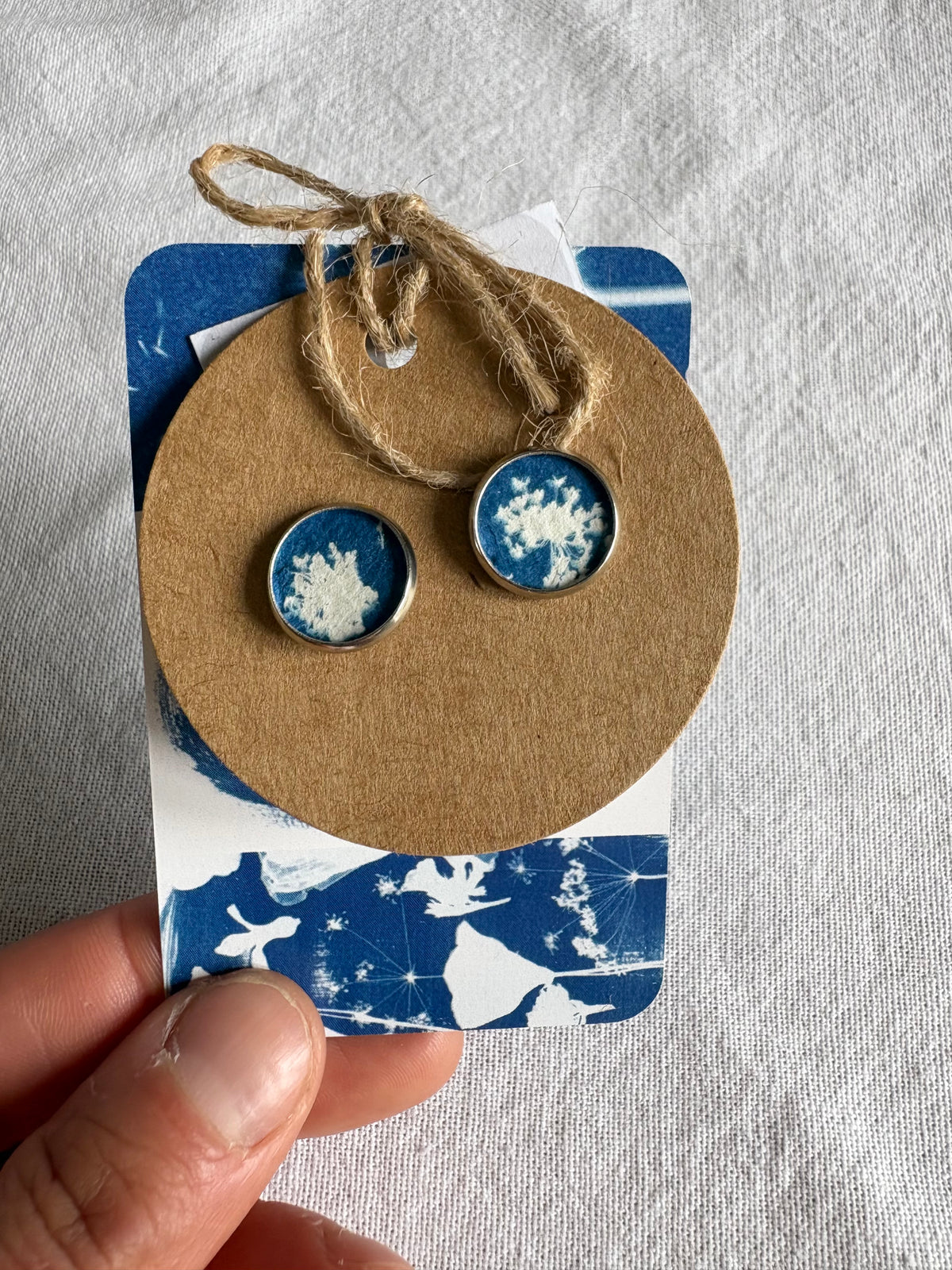 Umbellifers Oct26 - Cyanotype - SALE - Stud 12mm