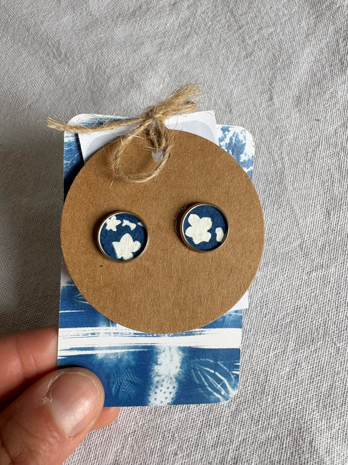Forget Me Not Bits Oct26 - Cyanotype - SALE - Stud 12mm