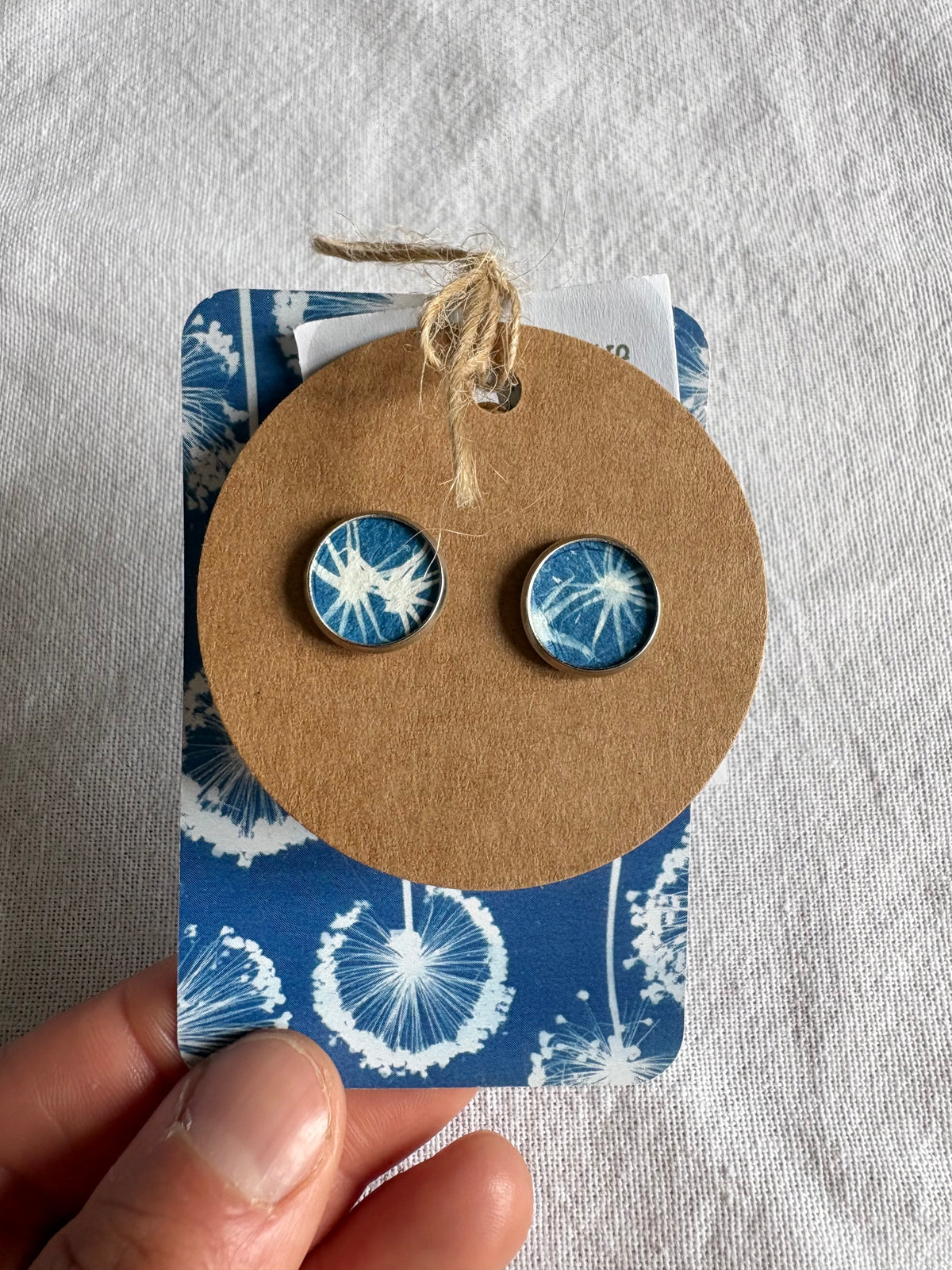 Ragwort bits Oct26 - Cyanotype - SALE - Stud 12mm