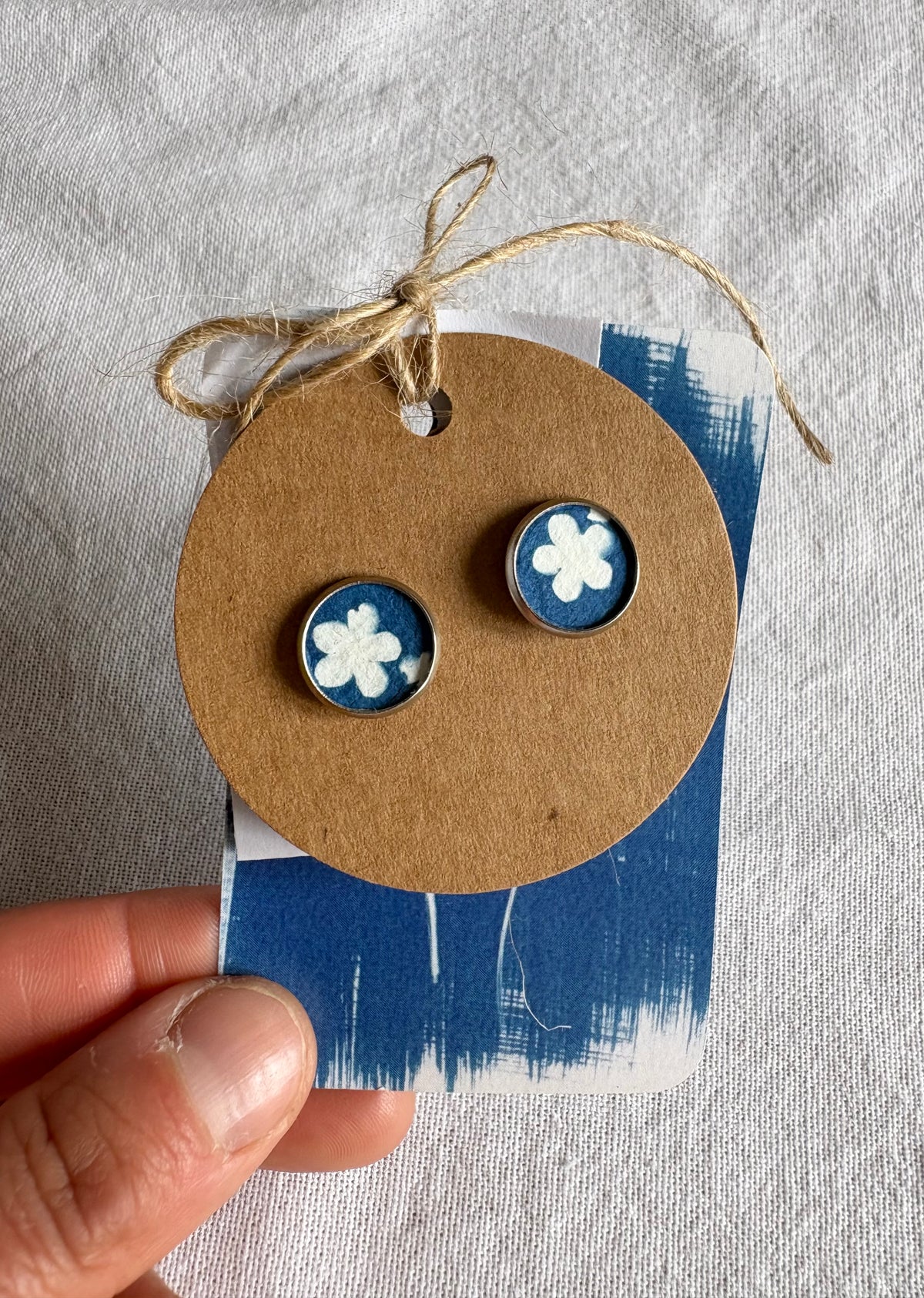 Forget Me Not Full Oct26 - Cyanotype - SALE - Stud 12mm