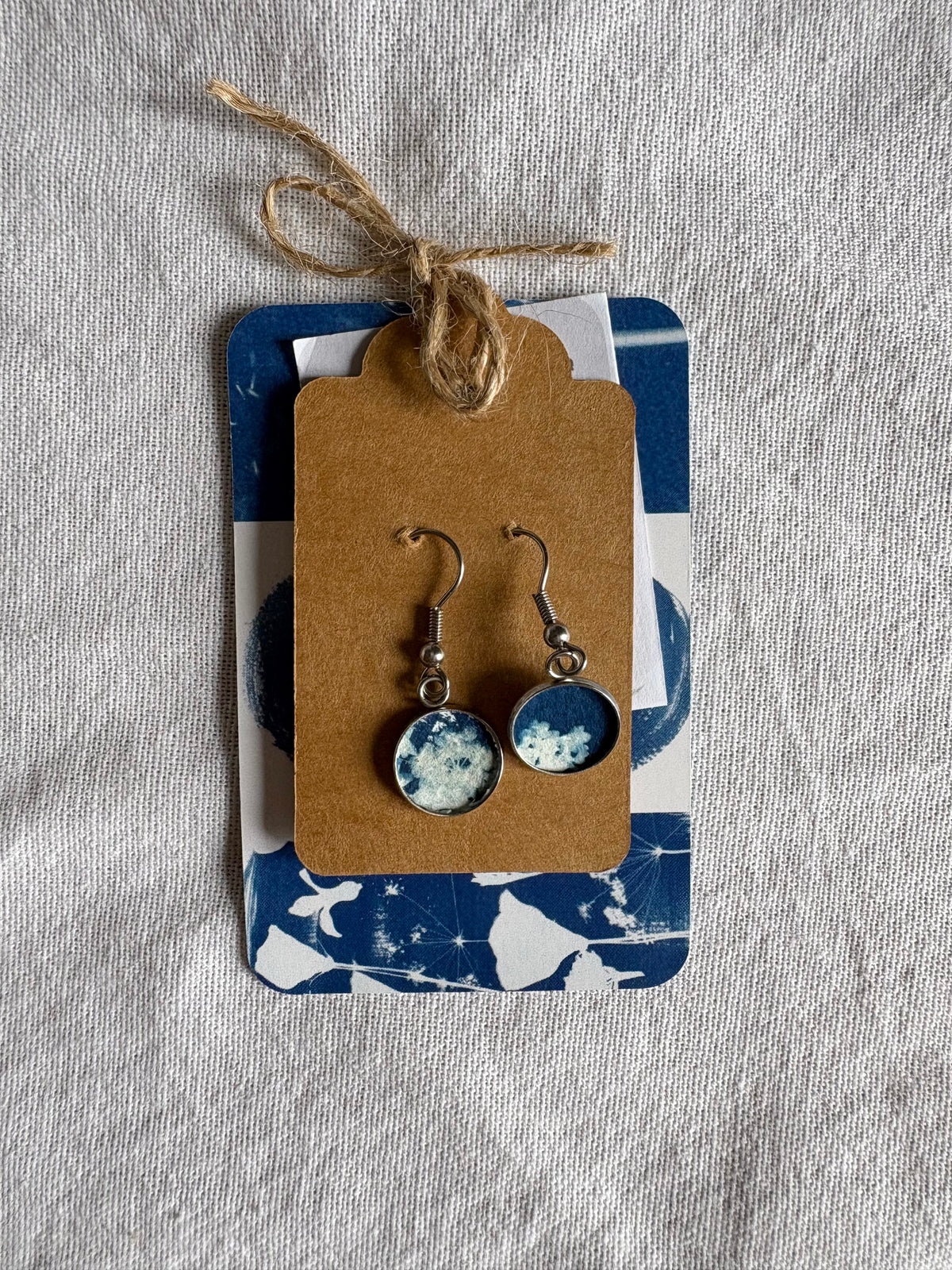 Cow Parsley Blotch 26 Cyanotype - Drop Earring - Sale