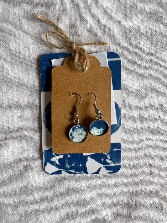 Cow Parsley Blotch 26 Cyanotype - Drop Earring - Sale