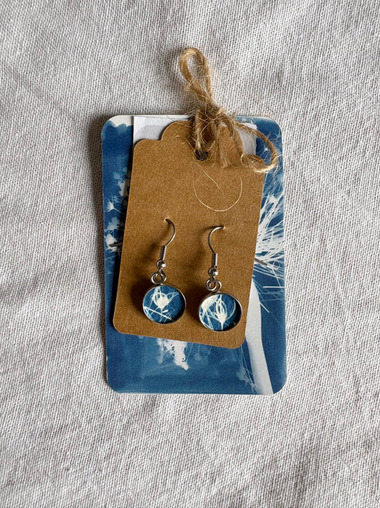 Allium bits ii Oct 26 Cyanotype - Drop Earring - Sale