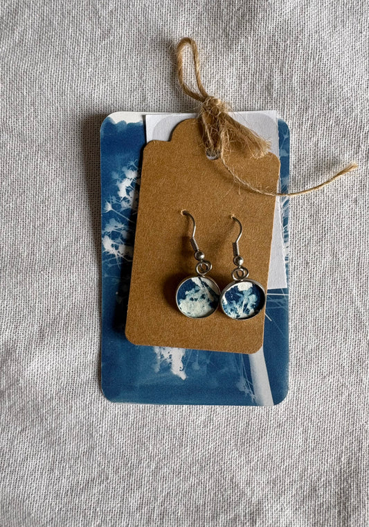 Brush Cow Parsley 26 Cyanotype - Drop Earring - Sale