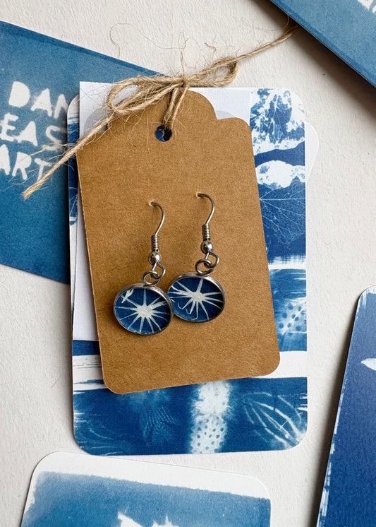 Star i - Cyanotype - Drop Earring